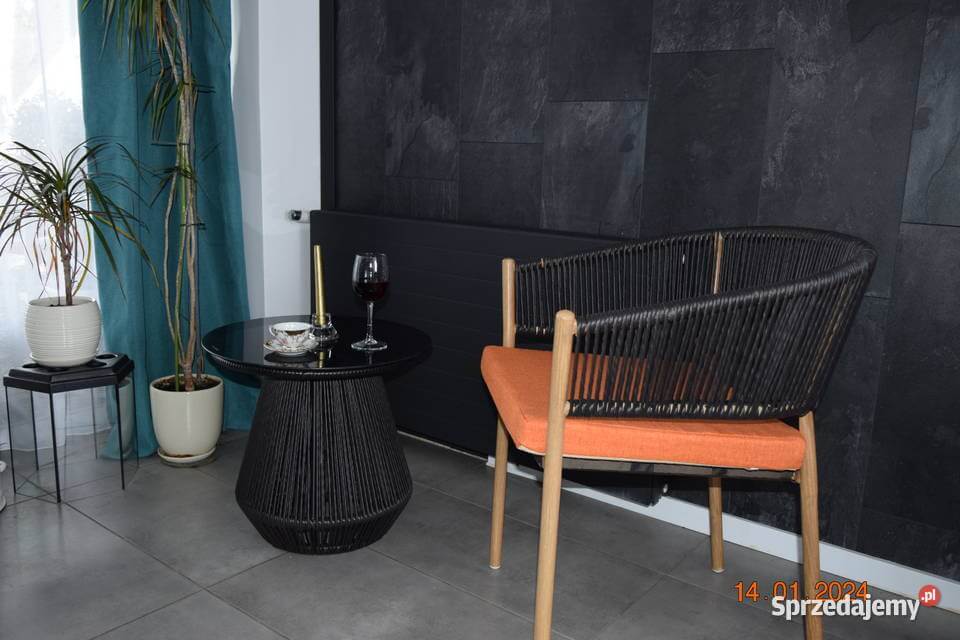 Stolik Kawowy okrągły meble ogrodowe 200 zł herbaciany czarny technorattan fi 50 cm