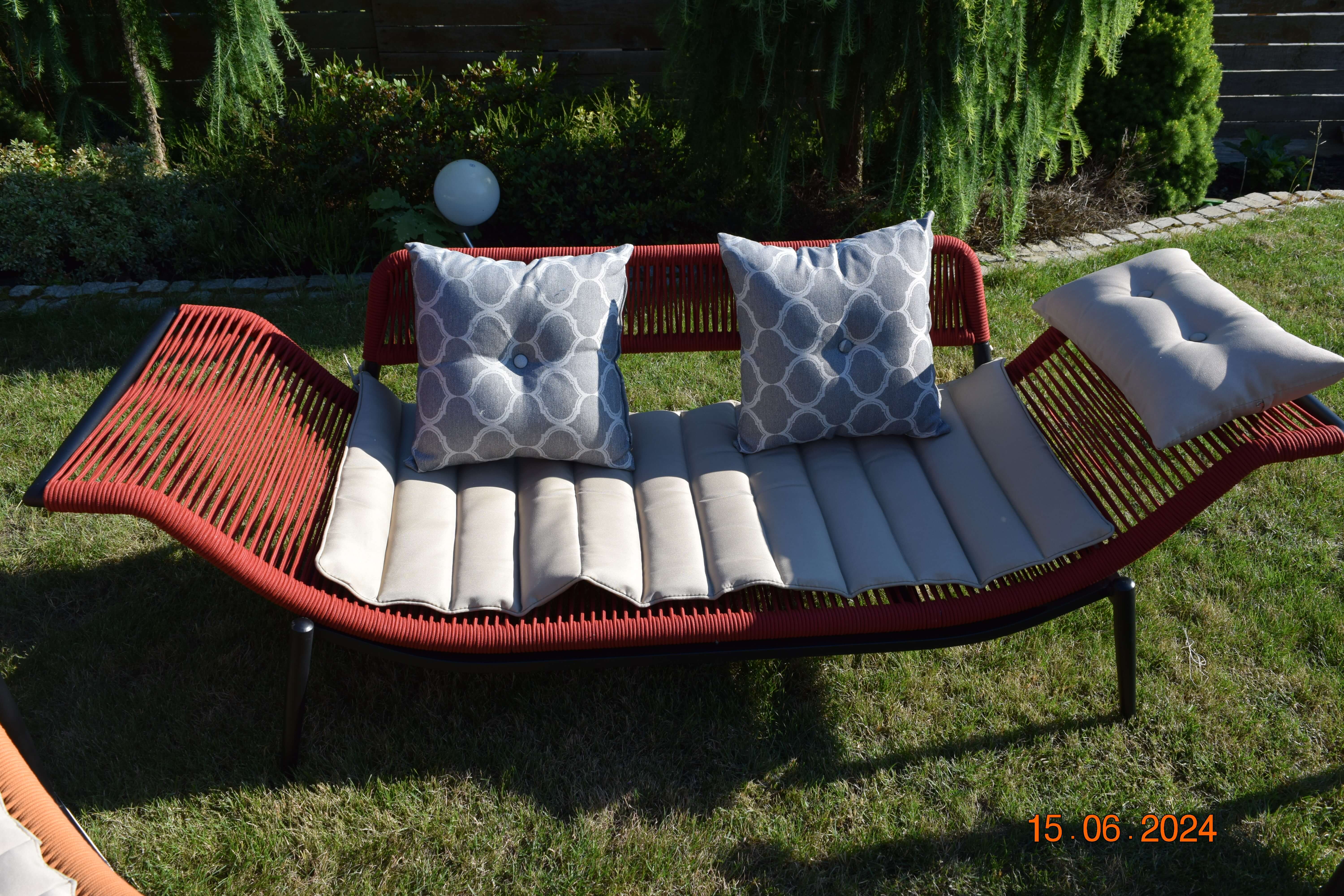 meble ogrodowe wypoczynkowy sofa leżanka ogrodowa technorattan 2 osoby poduszki taras patio nowość 900 zł promocja